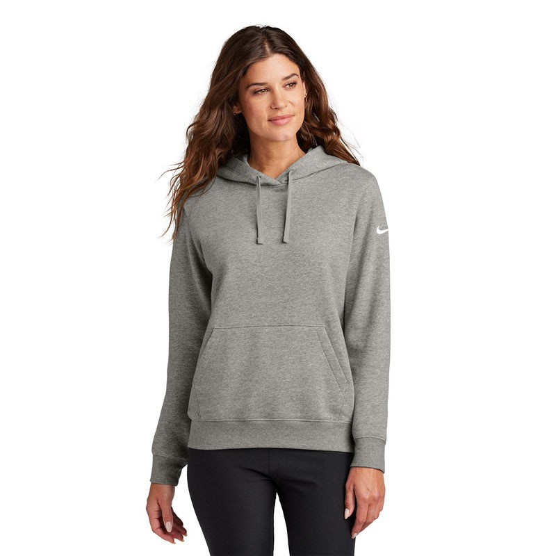 STRAYER Nike Ladies Club Fleece Sleeve Swoosh Pullover Hoodie - Dark Grey Heather