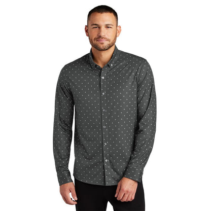 NEW STRAYER Mercer+Mettle™ Stretch Jersey Long Sleeve Shirt - Anchor Grey Geo Diamond