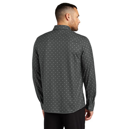 NEW STRAYER Mercer+Mettle™ Stretch Jersey Long Sleeve Shirt - Anchor Grey Geo Diamond