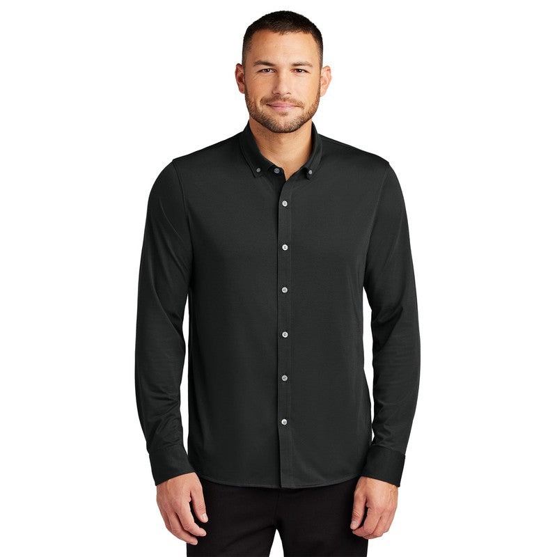 NEW STRAYER Mercer+Mettle™ Stretch Jersey Long Sleeve Shirt - Deep Black