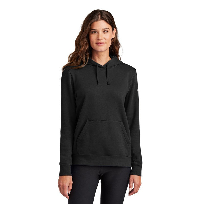 STRAYER Nike Ladies Club Fleece Sleeve Swoosh Pullover Hoodie - BLACK