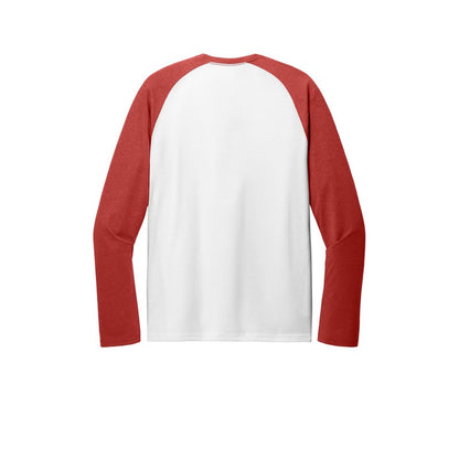 NEW STRAYER Allmade® Unisex Tri-Blend Long Sleeve Colorblock Raglan - Rise Up Red/ Bright White