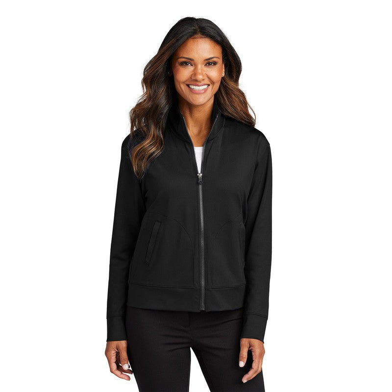 STRAYER Port Authority® Ladies C-FREE® Double Knit Full-Zip - Deep Black Grey Steel Heather