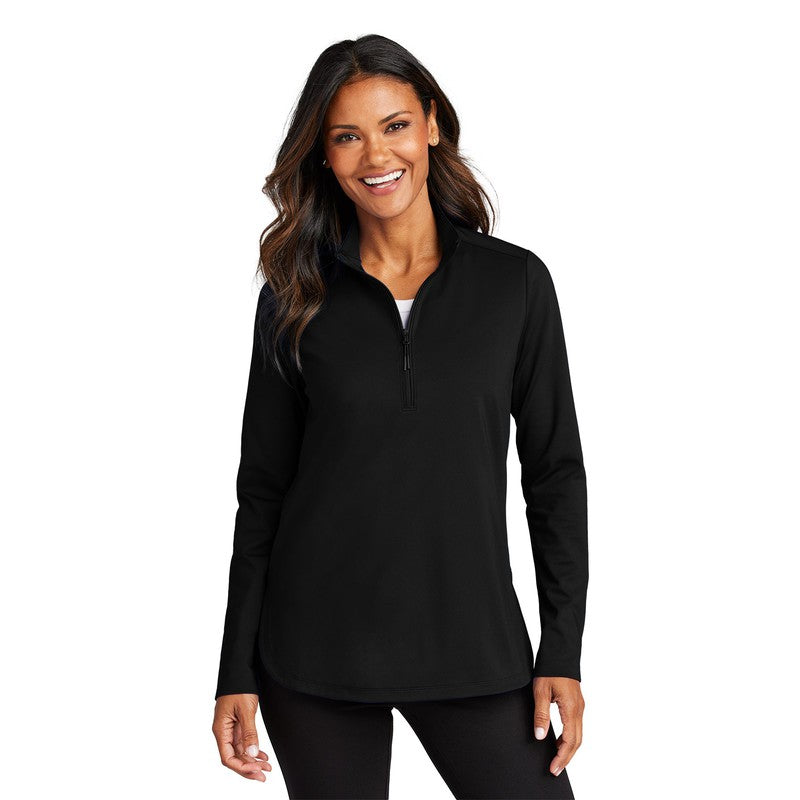 STRAYER Port Authority® Ladies C-FREE® Double Knit 1/4-Zip - Deep Black