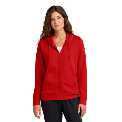 NEW STRAYER Nike Ladies Club Fleece Sleeve Swoosh Full-Zip Hoodie - University Red