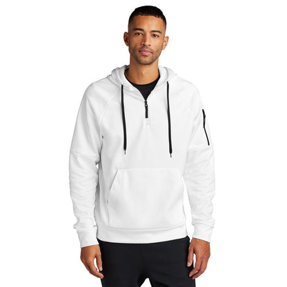 NEW STRAYER Nike Therma-FIT Pocket 1/4-Zip Fleece Hoodie - WHITE