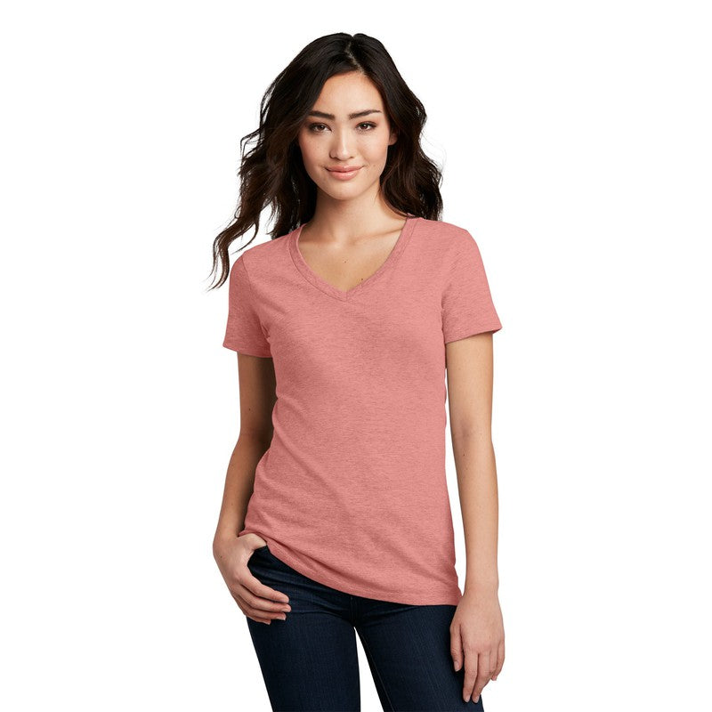 NEW STRAYER District ® Women’s Perfect Blend ® V-Neck Tee-Blush Frost