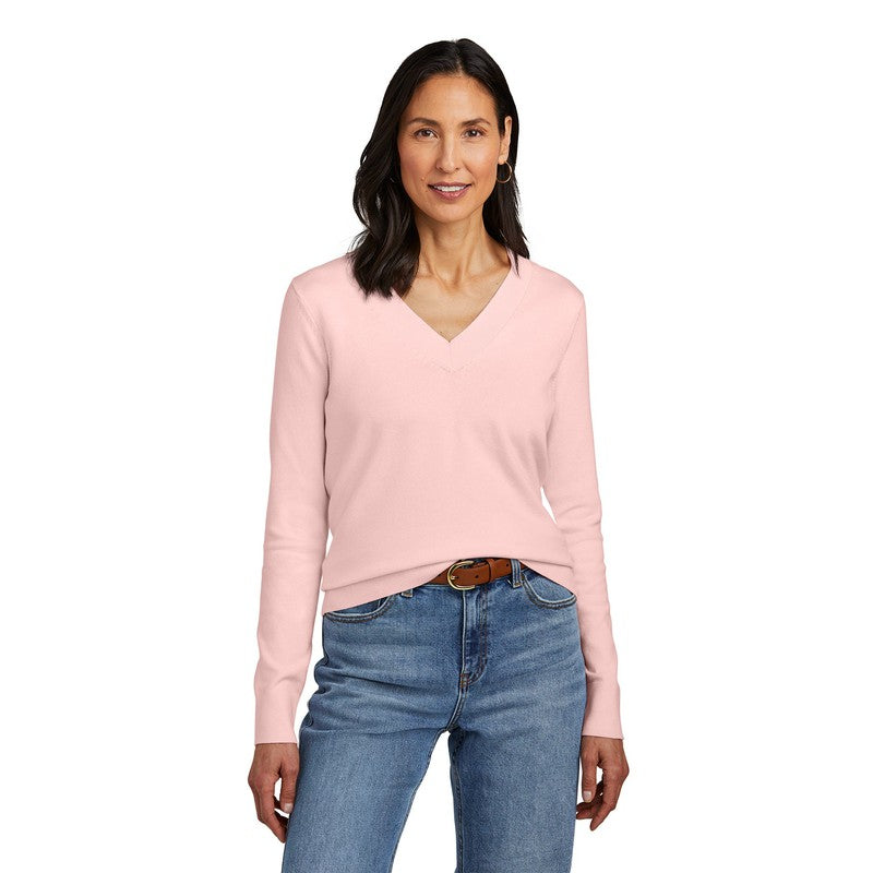 STRAYER Brooks Brothers® Women’s Cotton Stretch V-Neck Sweater - Pearl Pink