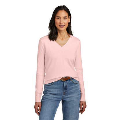 NEW STRAYER Brooks Brothers® Women’s Cotton Stretch V-Neck Sweater - Pearl Pink