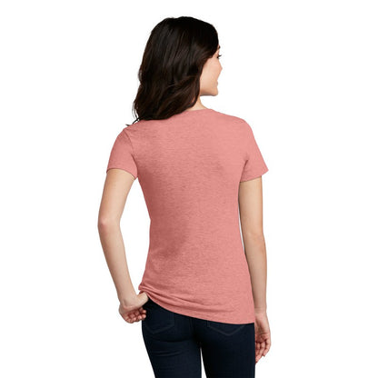 NEW STRAYER District ® Women’s Perfect Blend ® V-Neck Tee-Blush Frost