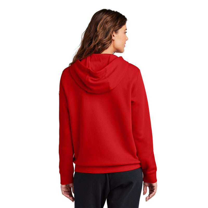 NEW STRAYER Nike Ladies Club Fleece Sleeve Swoosh Full-Zip Hoodie - University Red