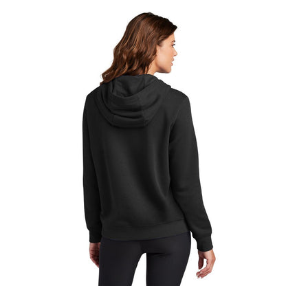 NEW STRAYER Nike Ladies Club Fleece Sleeve Swoosh Pullover Hoodie - BLACK