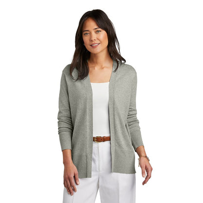 NEW STRAYER Brooks Brothers® Women’s Cotton Stretch Long Cardigan Sweater - Light Shadow Grey Heather