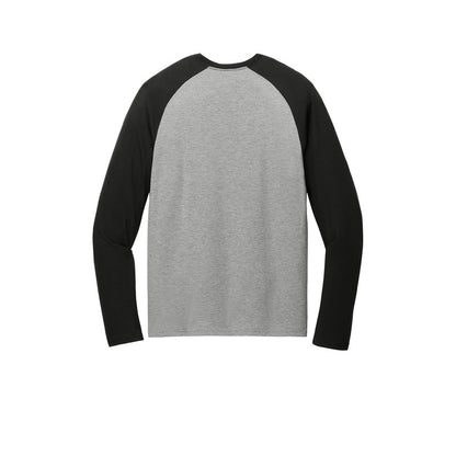 NEW STRAYER Allmade® Unisex Tri-Blend Long Sleeve Colorblock Raglan - Deep Black/ Aluminum Grey