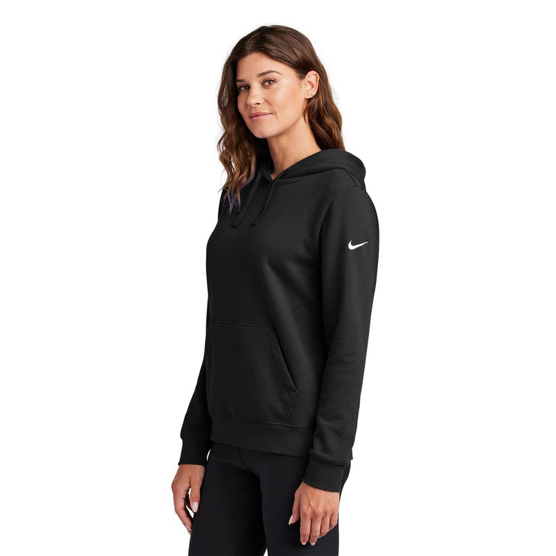 STRAYER Nike Ladies Club Fleece Sleeve Swoosh Pullover Hoodie - BLACK