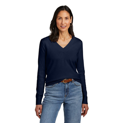 NEW STRAYER Brooks Brothers® Women’s Cotton Stretch V-Neck Sweater - Deep Black