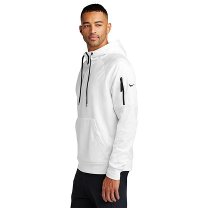 NEW STRAYER Nike Therma-FIT Pocket 1/4-Zip Fleece Hoodie - WHITE