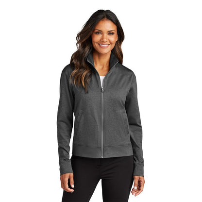 NEW STRAYER Port Authority® Ladies C-FREE® Double Knit Full-Zip - Grey Steel Heather