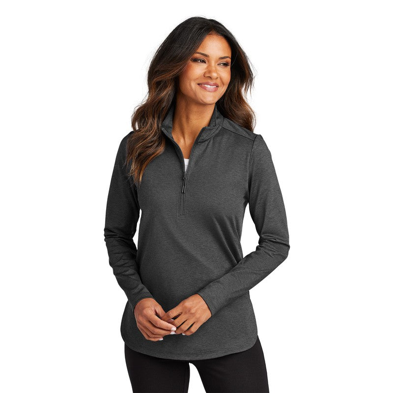 STRAYER Port Authority® Ladies C-FREE® Double Knit 1/4-Zip - Grey Steel Heather