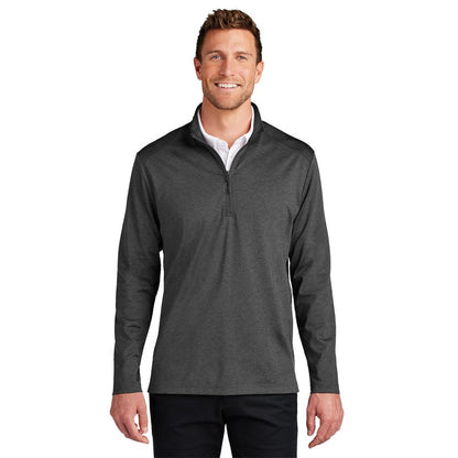 NEW STRAYER Port Authority® C-FREE® Double Knit 1/4-Zip - Grey Steel Heather