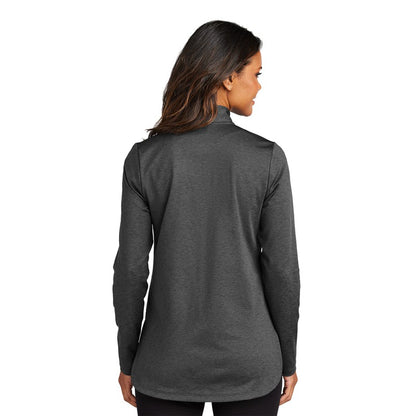 NEW STRAYER Port Authority® Ladies C-FREE® Double Knit 1/4-Zip - Grey Steel Heather