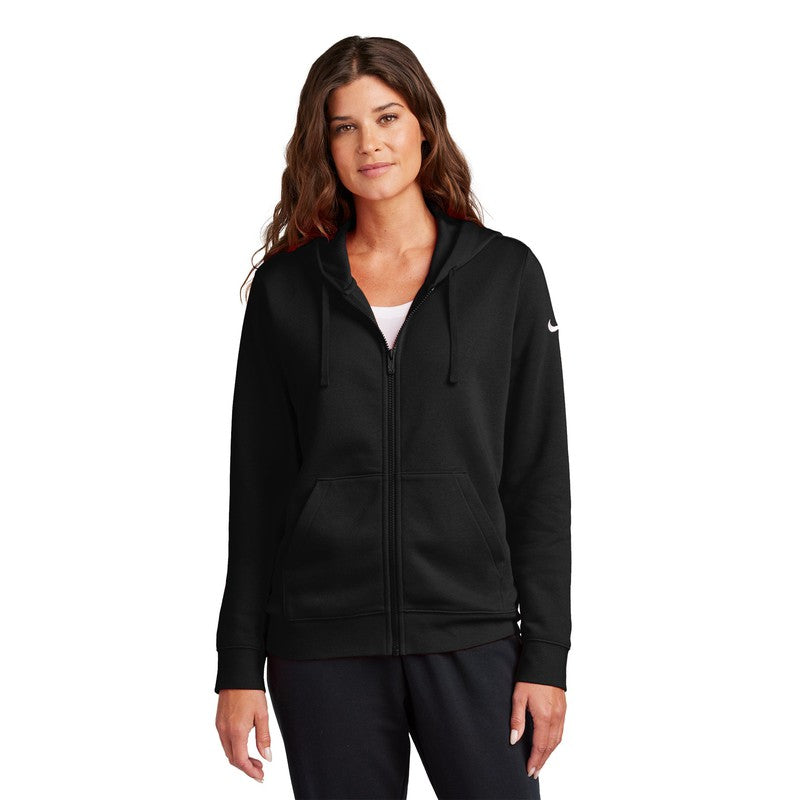 STRAYER Nike Ladies Club Fleece Sleeve Swoosh Full-Zip Hoodie - BLACK