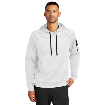 NEW STRAYER Nike Therma-FIT Pocket Pullover Fleece Hoodie - WHITE