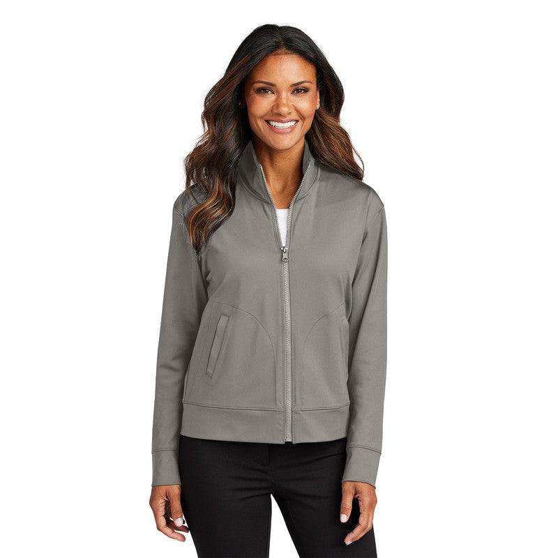 STRAYER Port Authority® Ladies C-FREE® Double Knit Full-Zip - Smoke Grey