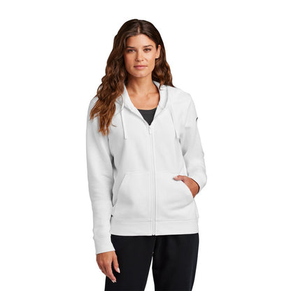 NEW STRAYER Nike Ladies Club Fleece Sleeve Swoosh Full-Zip Hoodie - WHITE