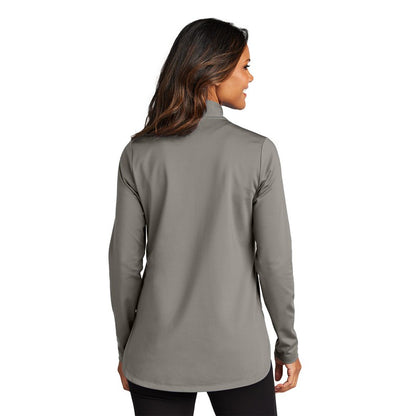 NEW STRAYER Port Authority® Ladies C-FREE® Double Knit 1/4-Zip - Smoke Grey