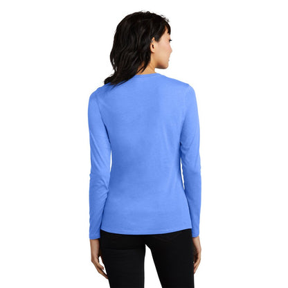 NEW STRAYER District® Women’s Perfect Blend® CVC Long Sleeve Tee - Heathered Royal