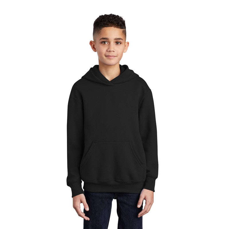 STRAYER Port & Company® Youth Core Fleece Pullover Hooded Sweatshirt - BLACK