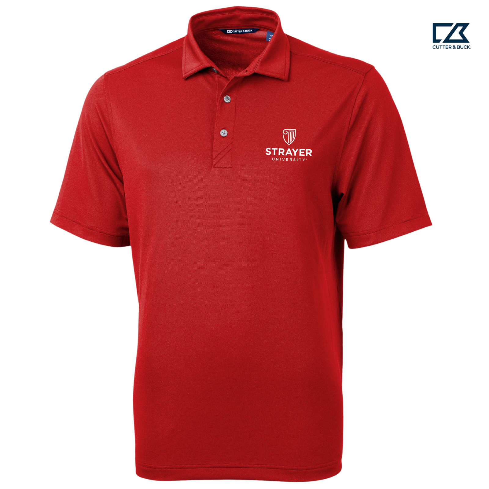 STRAYER Cutter & Buck Virtue Recycled Featherlight Pique Mens Polo - Red