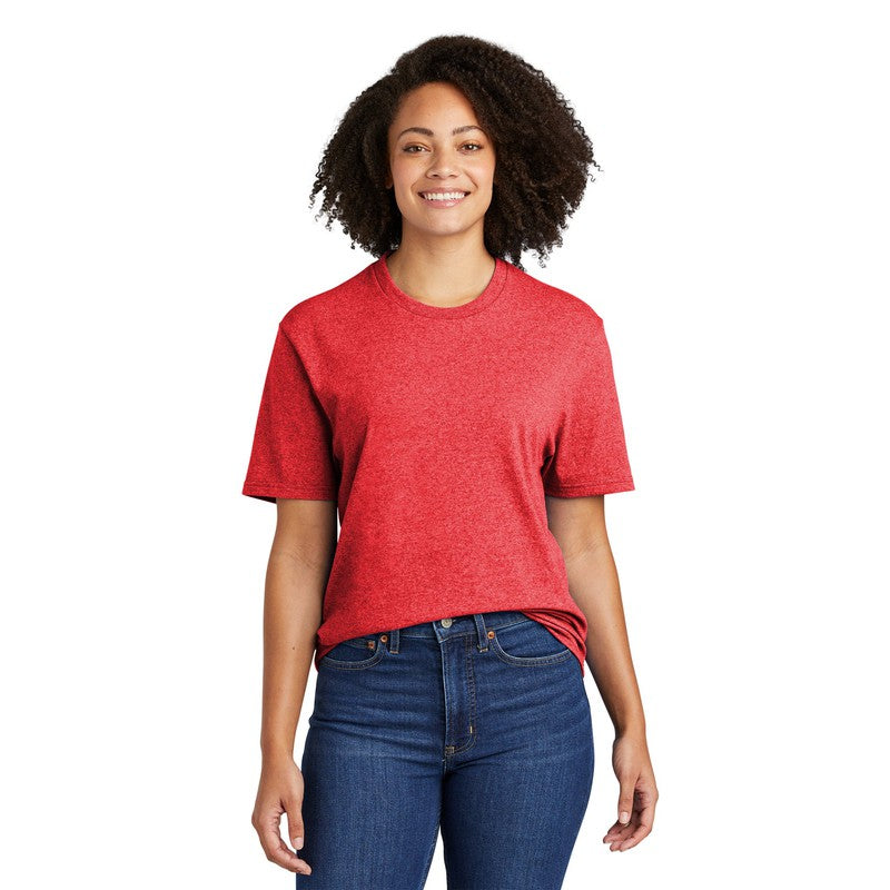 NEW STRAYER Allmade® Unisex Recycled Blend Tee Reclaimed Red Heather ...