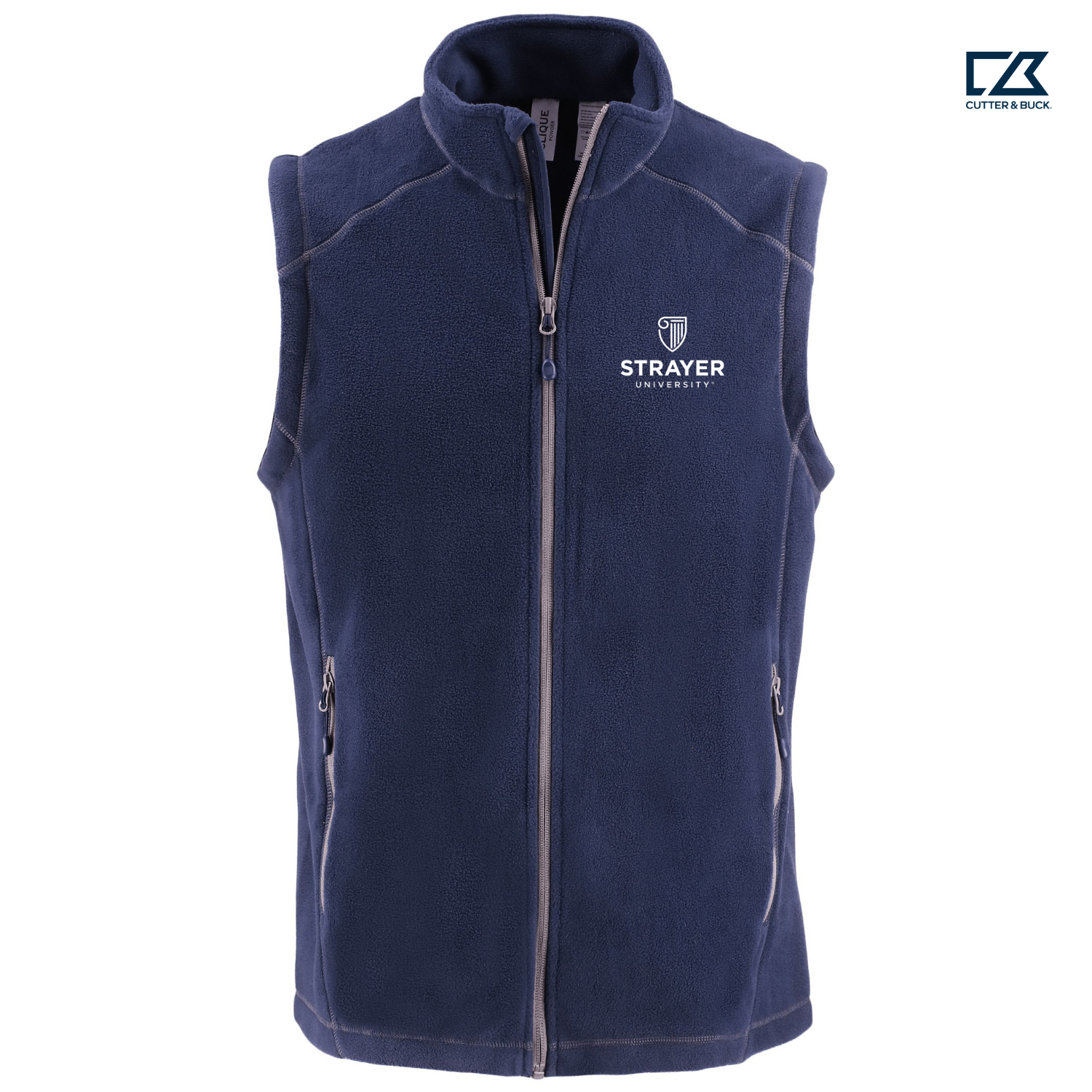 STRAYER Clique Powder Recycled Fleece Mens Full Zip Vest - Dark Navy