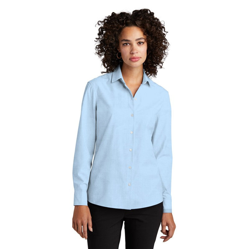 NEW STRAYER Mercer+Mettle™ Women’s Long Sleeve Stretch Woven Shirt - Air Blue End On End