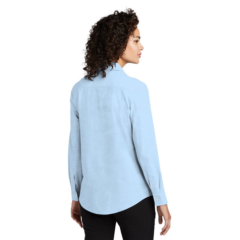 NEW STRAYER Mercer+Mettle™ Women’s Long Sleeve Stretch Woven Shirt - Air Blue End On End
