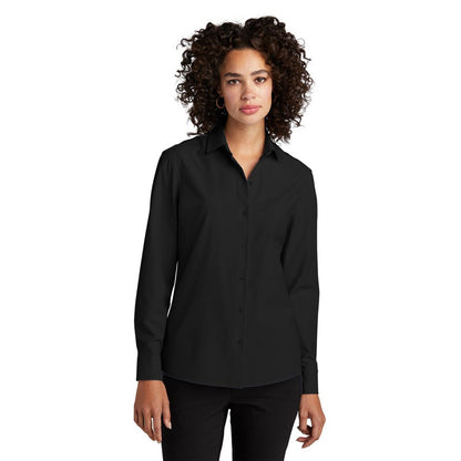 NEW STRAYER Mercer+Mettle™ Women’s Long Sleeve Stretch Woven Shirt - Deep Black