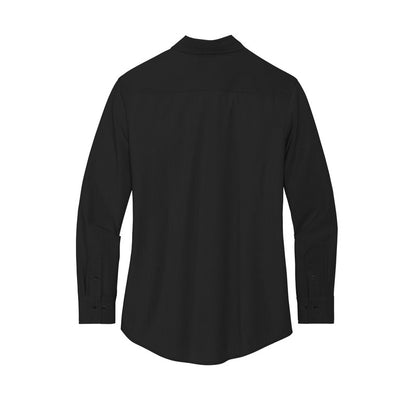 NEW STRAYER Mercer+Mettle™ Women’s Long Sleeve Stretch Woven Shirt - Deep Black