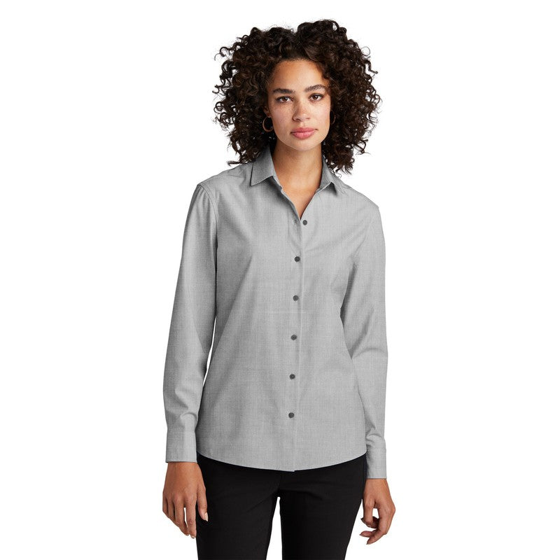 STRAYER Mercer+Mettle™ Women’s Long Sleeve Stretch Woven Shirt - Gusty Grey End On End