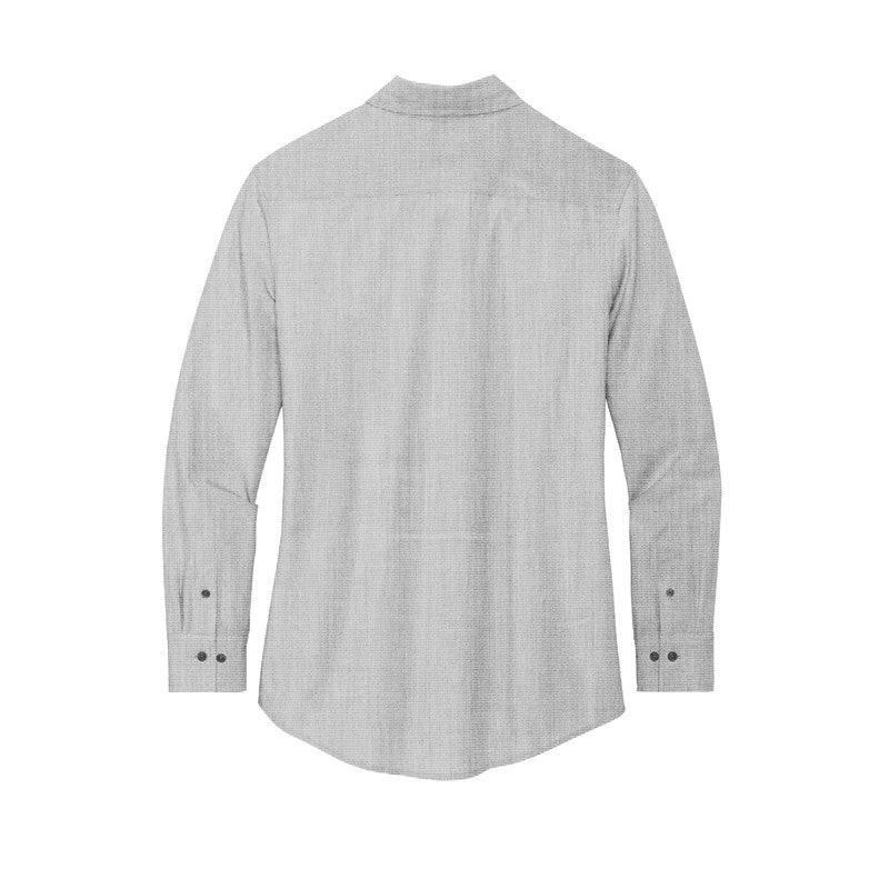 NEW STRAYER Mercer+Mettle™ Women’s Long Sleeve Stretch Woven Shirt - Gusty Grey End On End