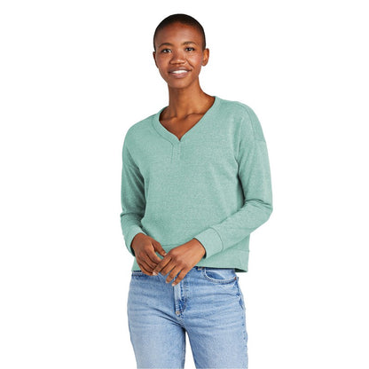 NEW STRAYER District® Women’s Perfect Tri® Fleece V-Neck Sweatshirt - Heathered Eucalyptus Blue