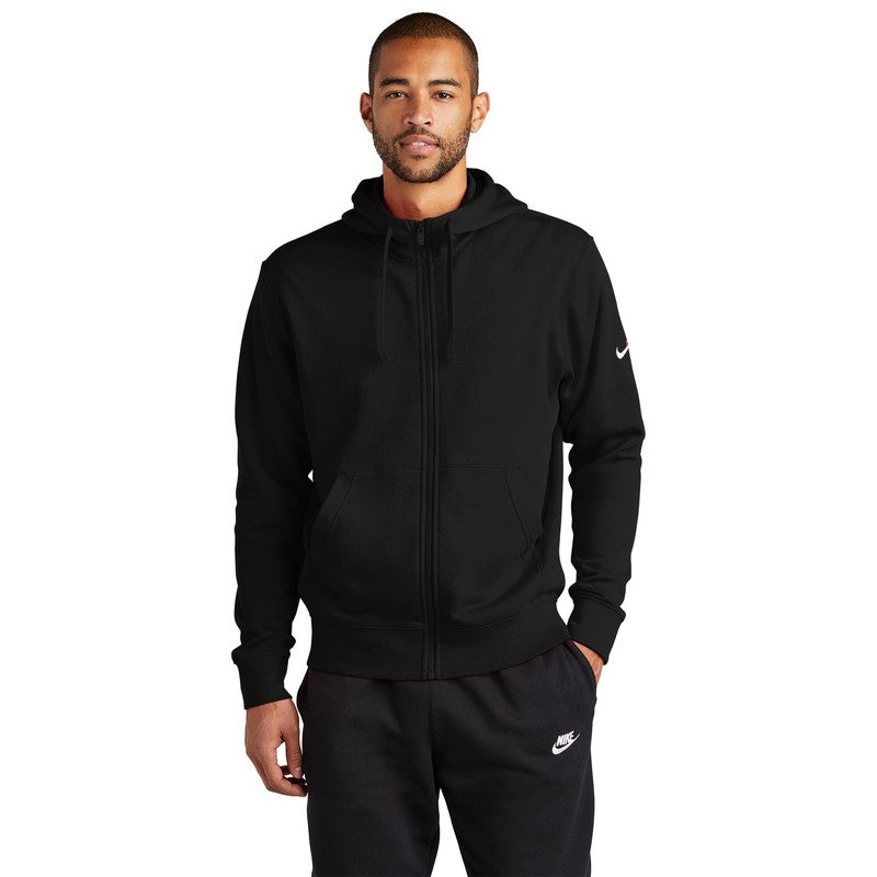 NEW STRAYER Nike Club Fleece Sleeve Swoosh Full-Zip Hoodie - BLACK