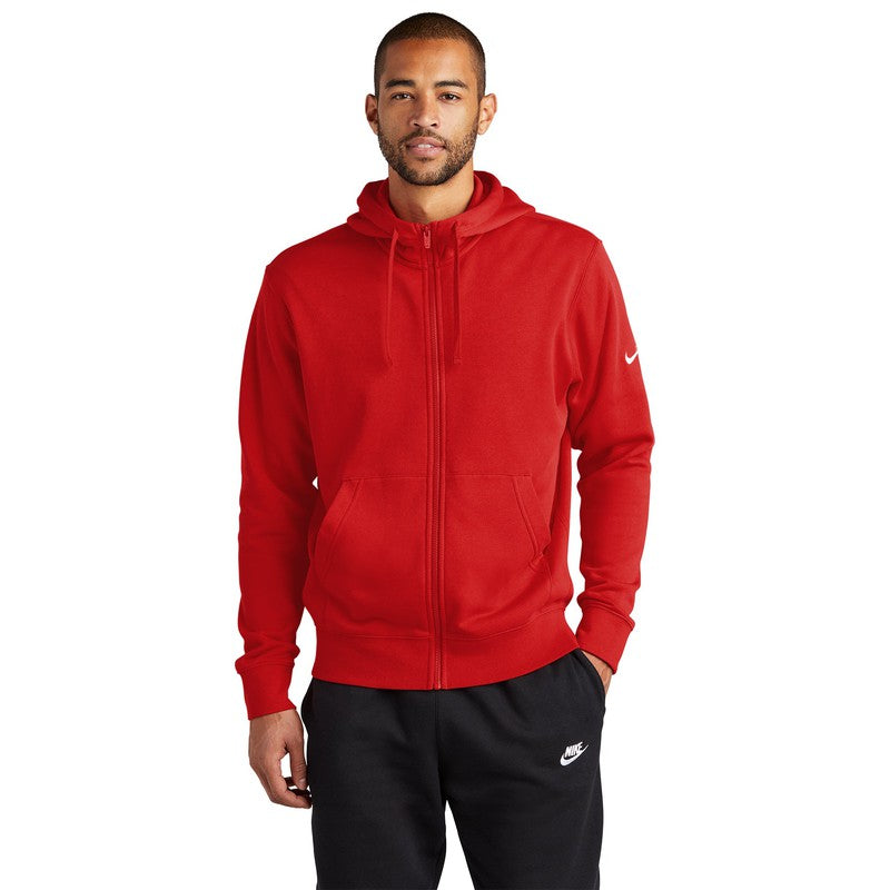 NEW STRAYER Nike Club Fleece Sleeve Swoosh Full-Zip Hoodie - University Red