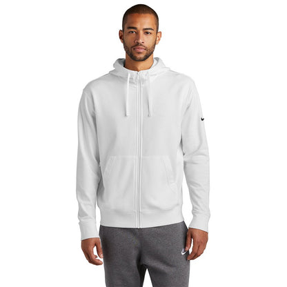 NEW STRAYER Nike Club Fleece Sleeve Swoosh Full-Zip Hoodie - WHITE