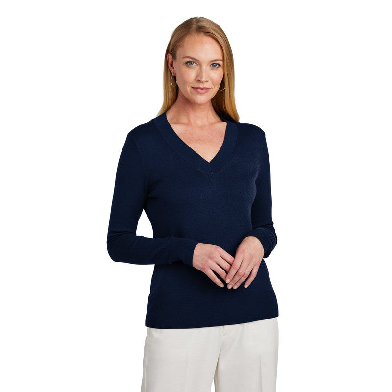 NEW STRAYER Brooks Brothers® Women’s Cotton Stretch V-Neck Sweater - Navy Blazer