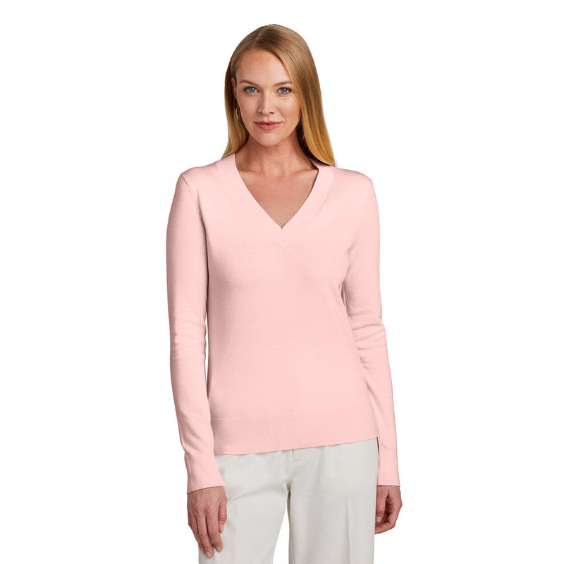 NEW STRAYER Brooks Brothers® Women’s Cotton Stretch V-Neck Sweater - Pearl Pink