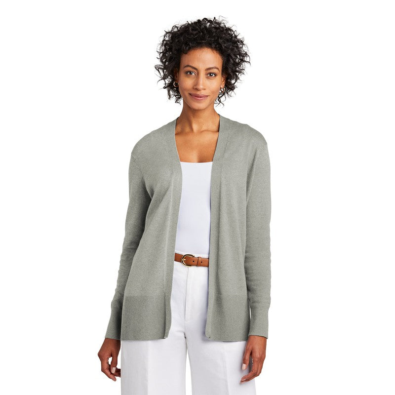 STRAYER Brooks Brothers® Women’s Cotton Stretch Long Cardigan Sweater - Light Shadow Grey Heather