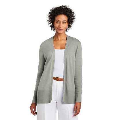 NEW STRAYER Brooks Brothers® Women’s Cotton Stretch Long Cardigan Sweater - Light Shadow Grey Heather