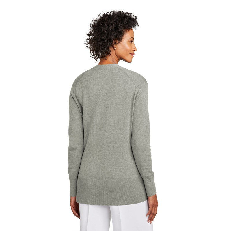 STRAYER Brooks Brothers® Women’s Cotton Stretch Long Cardigan Sweater - Light Shadow Grey Heather